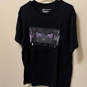 (Oshi no ko)Uniqlo Black Anime Graphic T-Shirt 推しの子